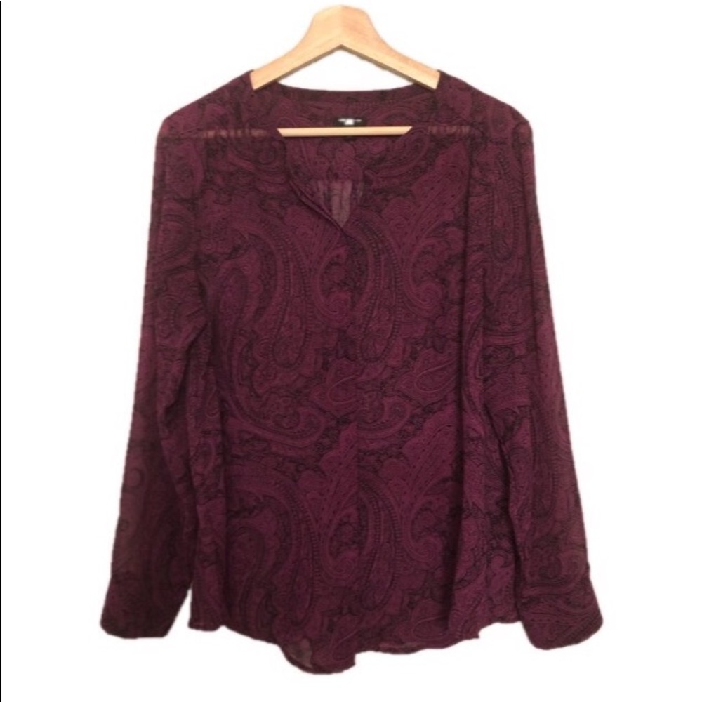 ANN TAYLOR Petite Sheer Purple Blouse